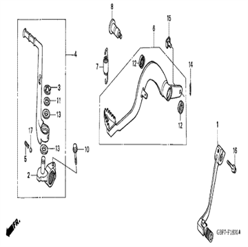 Arm assy, kickstarter, Honda, 28300-GBF-K40